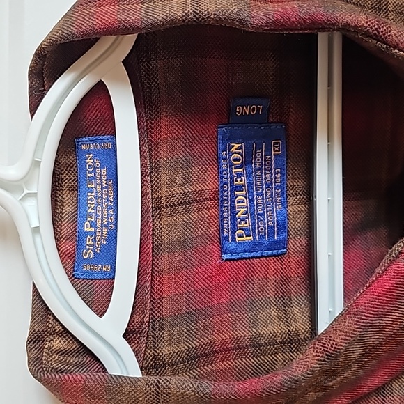 Sir Pendleton 100% Pure Virgin Wool Plaid Button Down in Men's Size XL Long - Picture 2 of 7